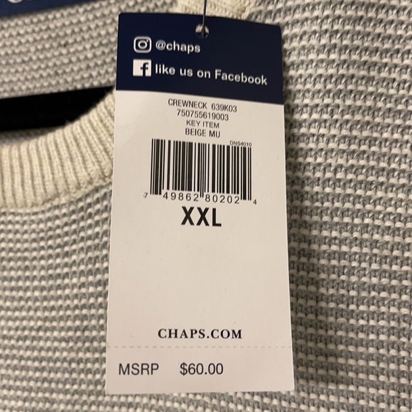 Men’s Chaps Crewneck Sweater Beige /Tan / some gray Big and Tall - Picture 6 of 6